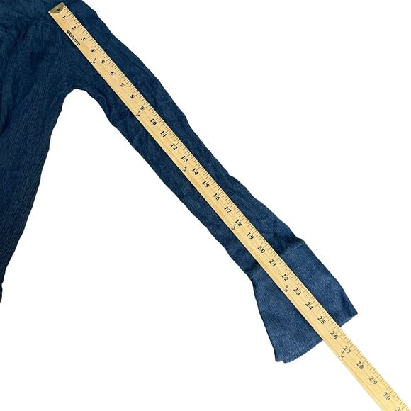 Savannah Morrow Open Front Blouse Top Shirt L/XL Midnight Blue Long Sleeve - Picture 7 of 9